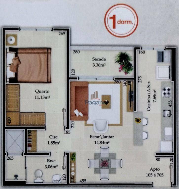 Apartamento à venda com 1 quarto, 48m² - Foto 15