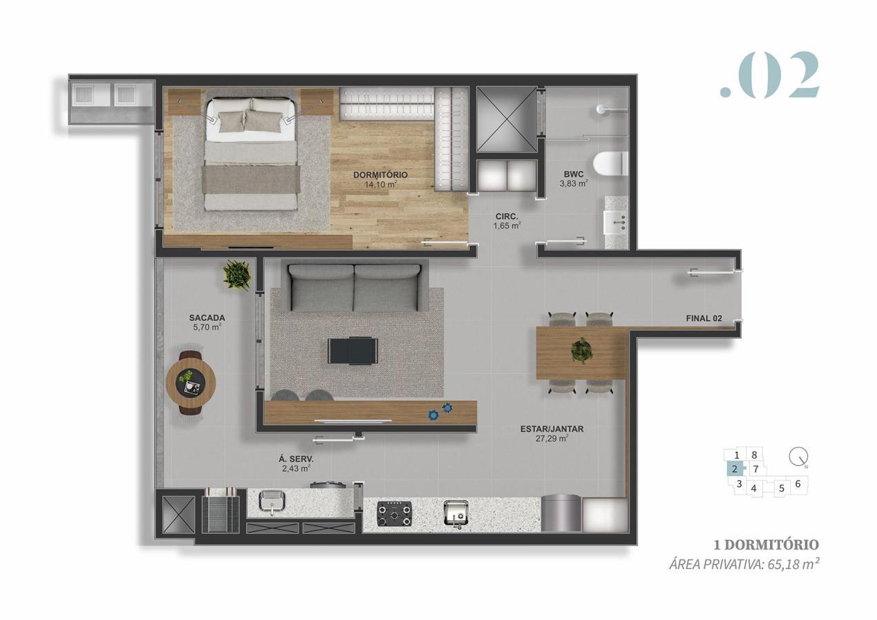 Apartamento à venda com 1 quarto, 54m² - Foto 15