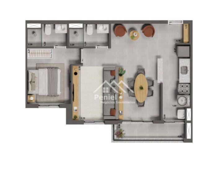 Apartamento à venda com 1 quarto, 59m² - Foto 3