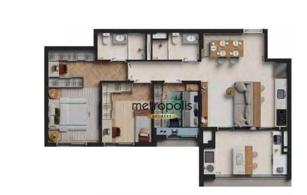 Apartamento à venda com 3 quartos, 83m² - Foto 2