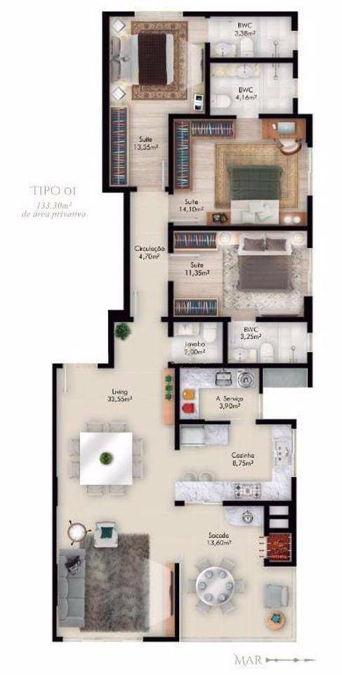 Apartamento à venda com 3 quartos, 133m² - Foto 12