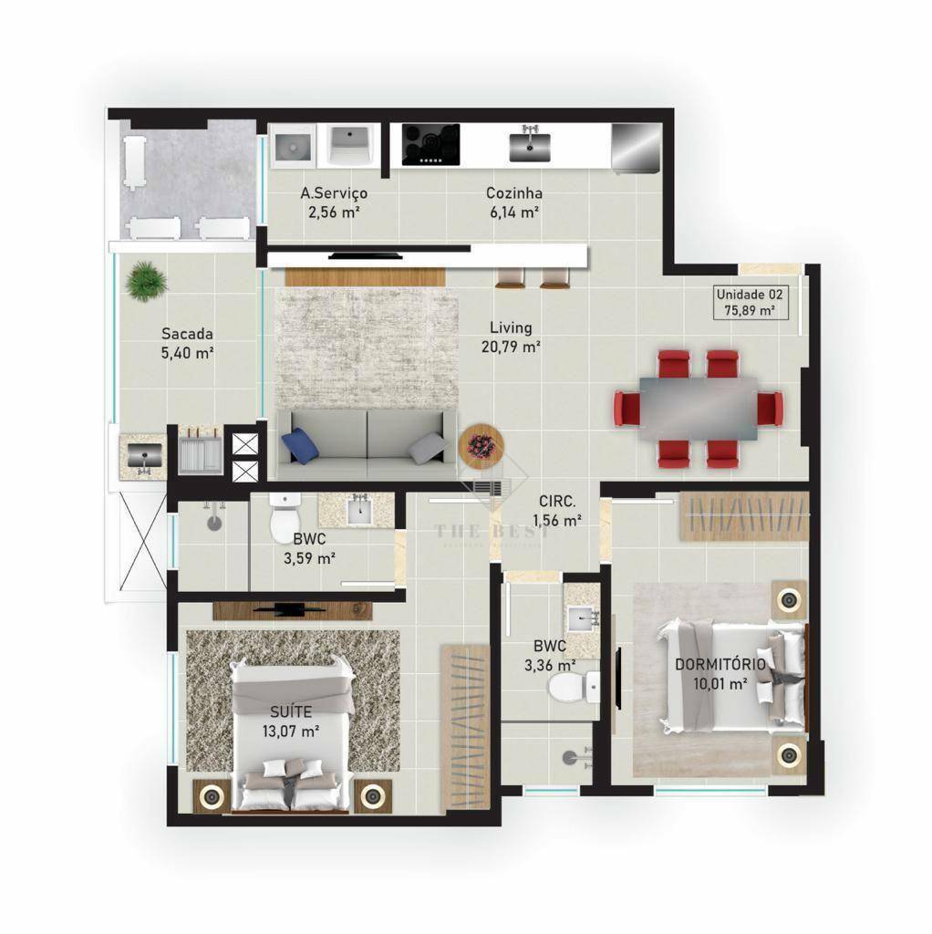 Apartamento à venda com 2 quartos, 78m² - Foto 10