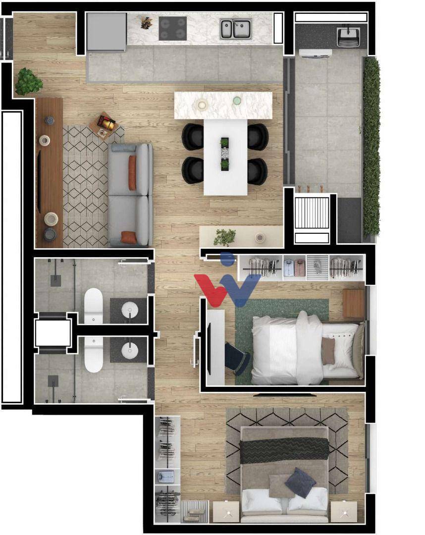 Apartamento à venda com 2 quartos, 59m² - Foto 7