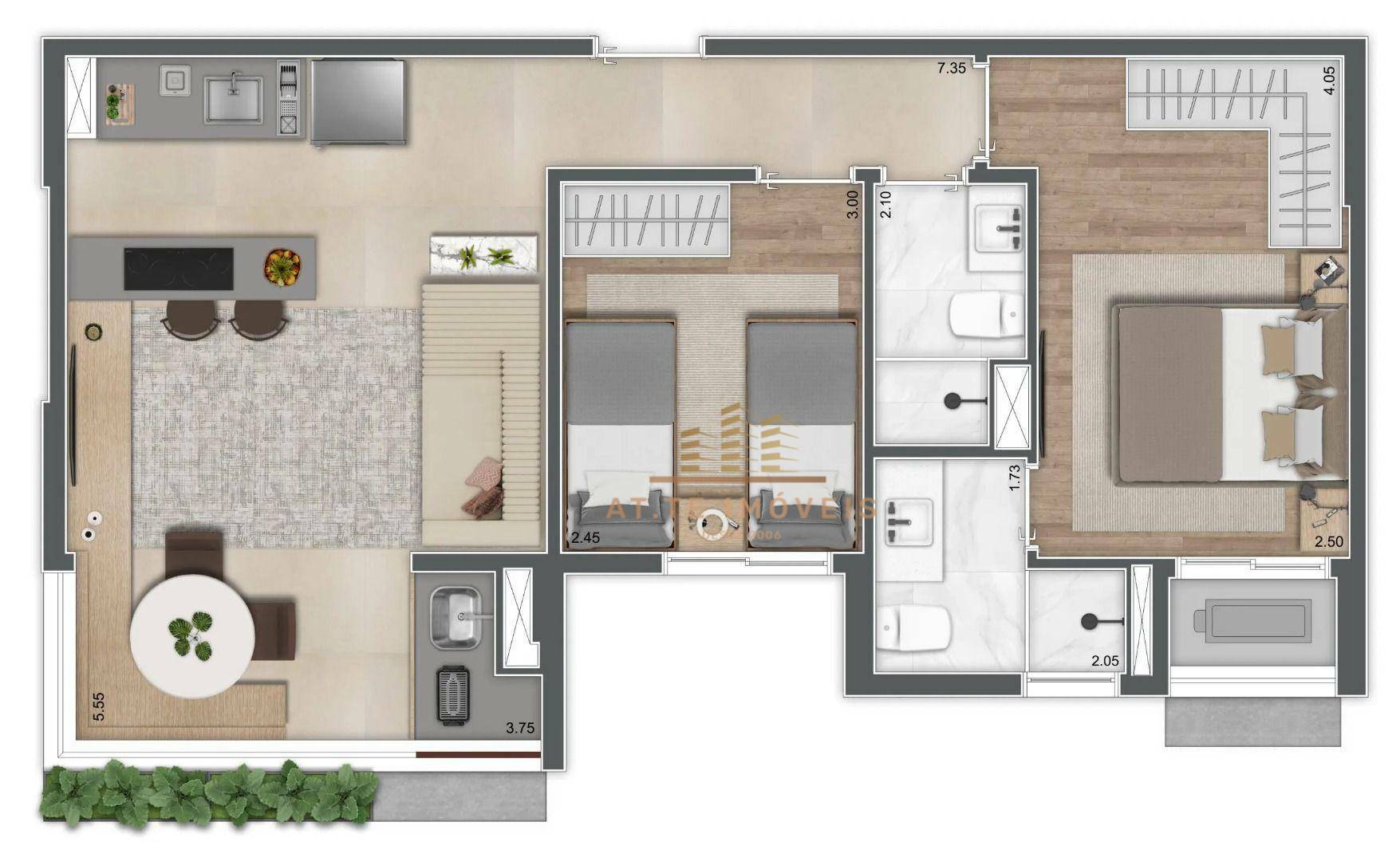 Apartamento à venda com 2 quartos, 57m² - Foto 7