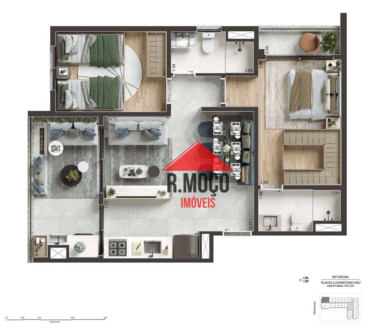 Apartamento à venda com 2 quartos, 63m² - Foto 2