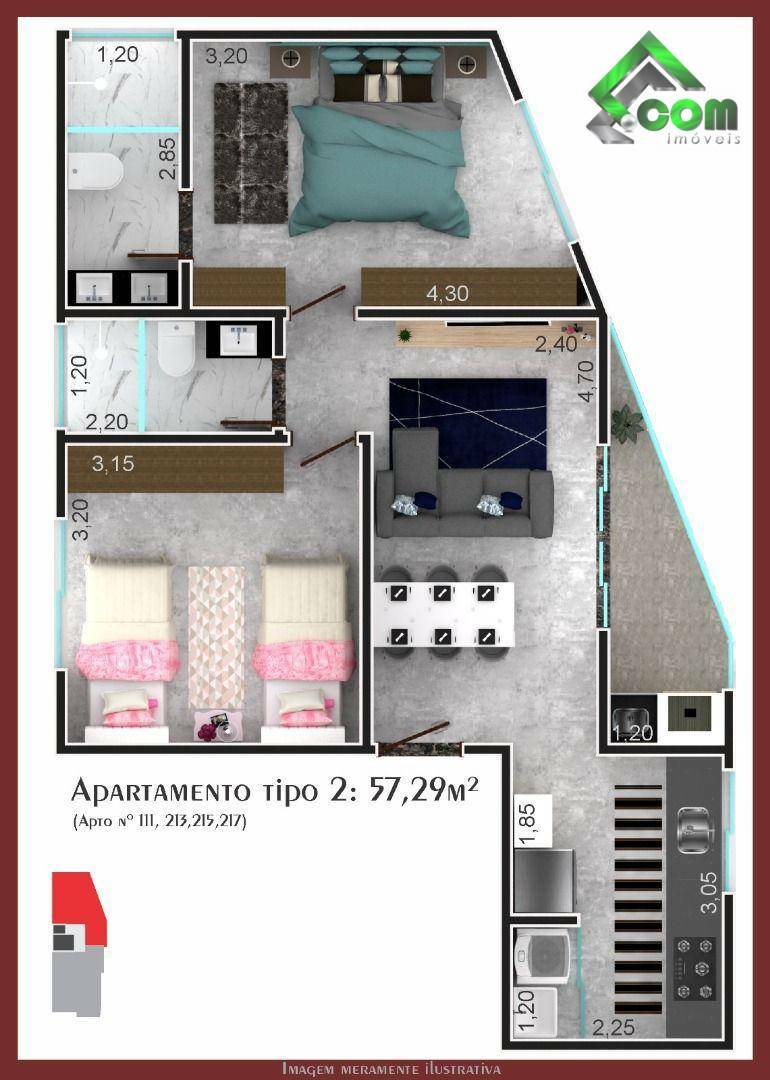 Apartamento à venda com 2 quartos, 57m² - Foto 11