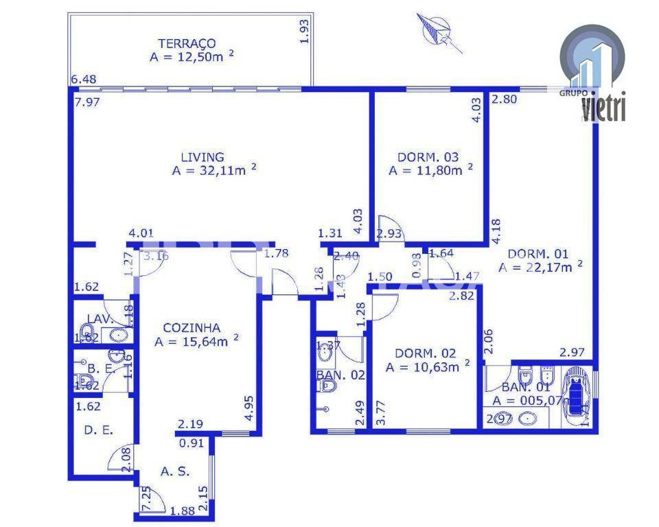 Apartamento à venda com 2 quartos, 159m² - Foto 3