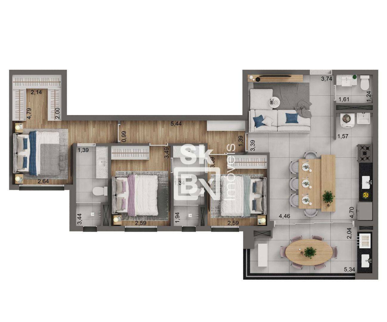 Apartamento à venda com 3 quartos, 102m² - Foto 2