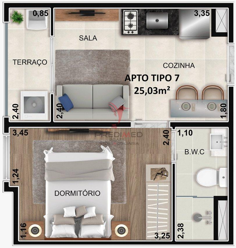 Apartamento à venda com 1 quarto, 25m² - Foto 7