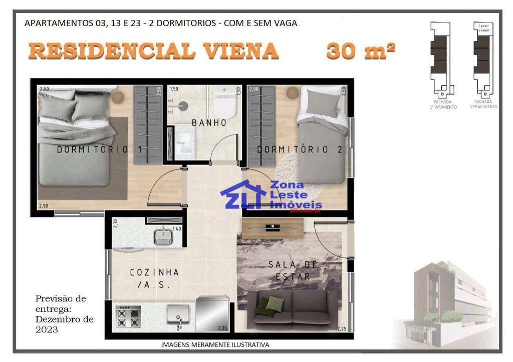 Apartamento à venda com 2 quartos, 30m² - Foto 2