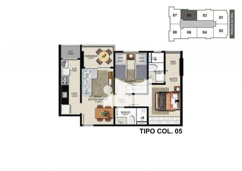 Apartamento à venda com 2 quartos, 58m² - Foto 9