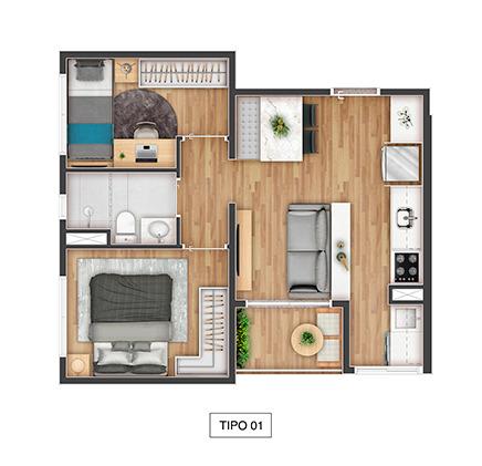 Apartamento à venda com 2 quartos, 40m² - Foto 9