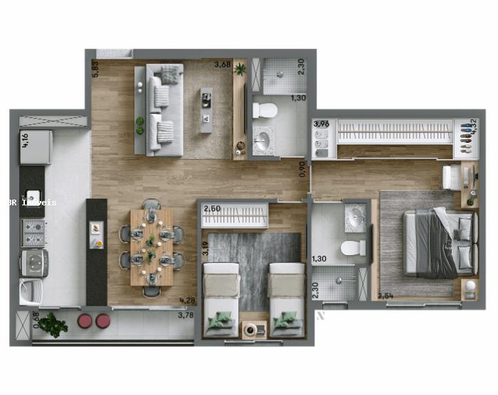 Apartamento à venda com 2 quartos, 64m² - Foto 3