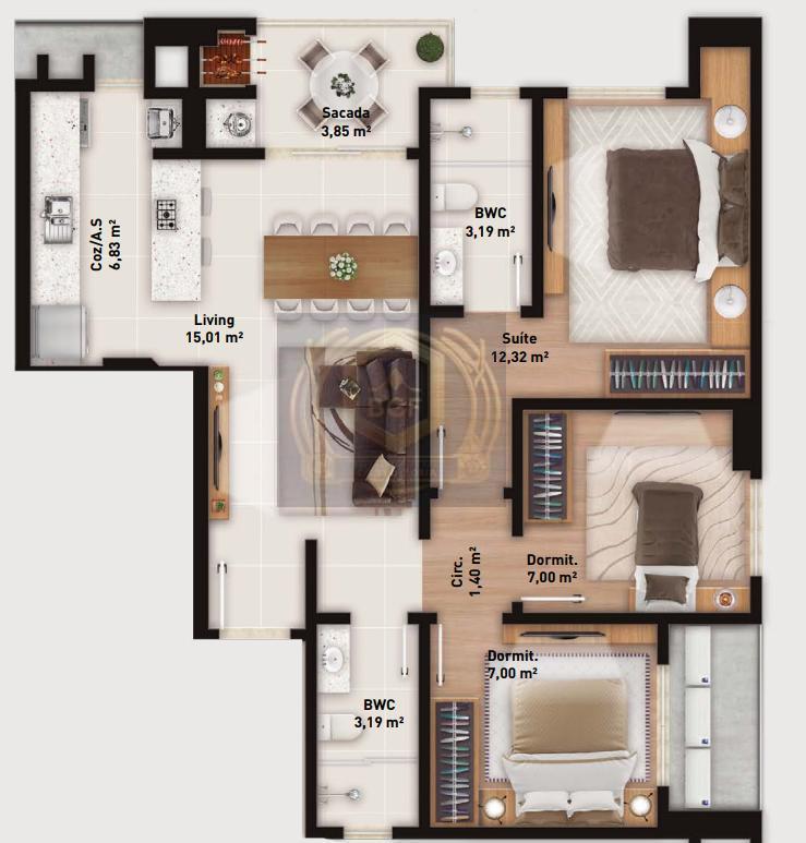 Apartamento à venda com 3 quartos, 70m² - Foto 10