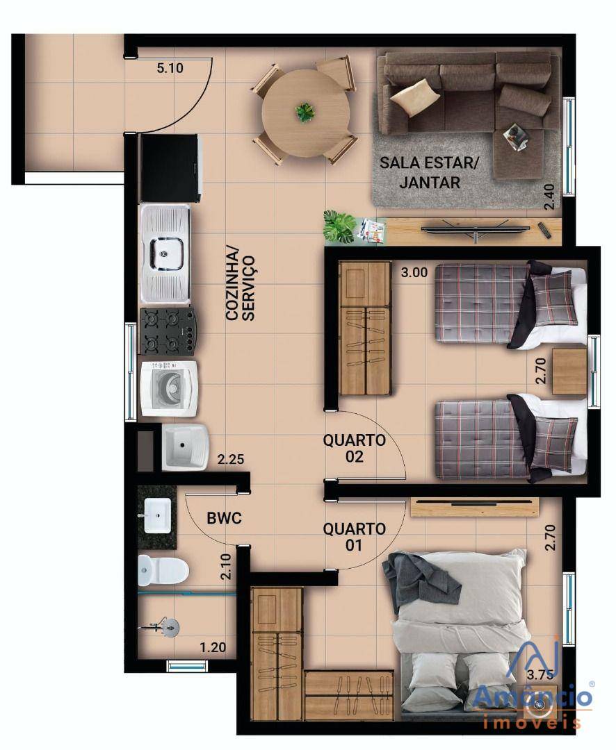 Apartamento à venda com 2 quartos, 44m² - Foto 6