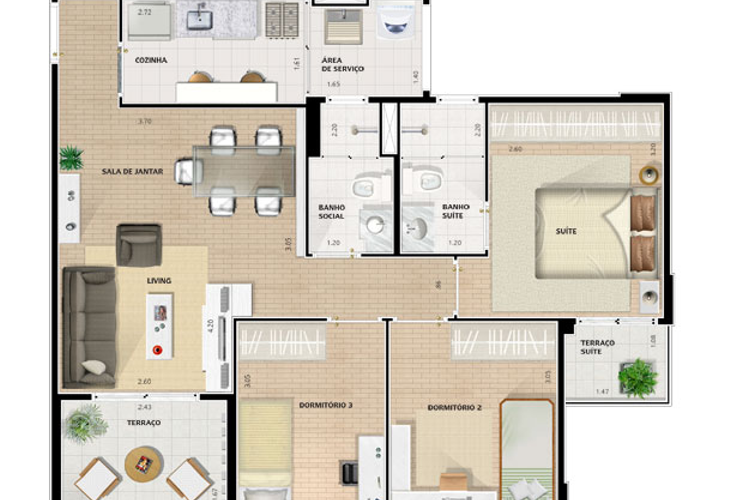 Apartamento à venda com 3 quartos, 66m² - Foto 8