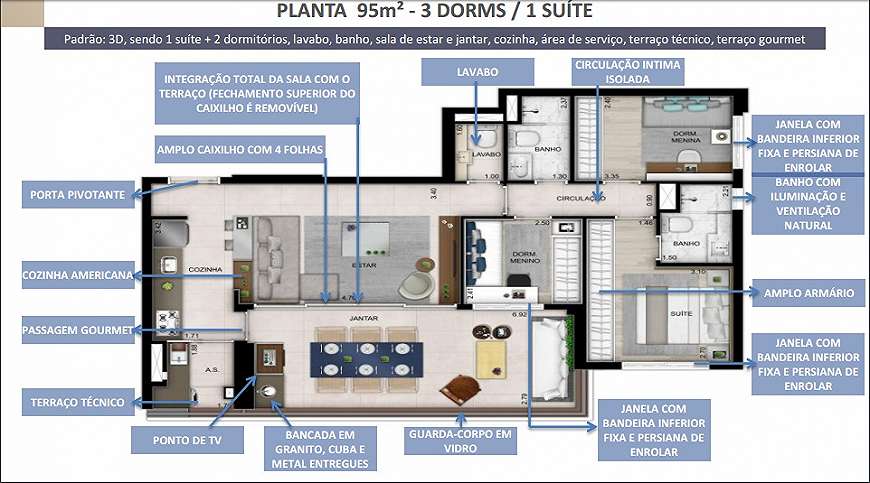 Apartamento à venda com 3 quartos, 95m² - Foto 4