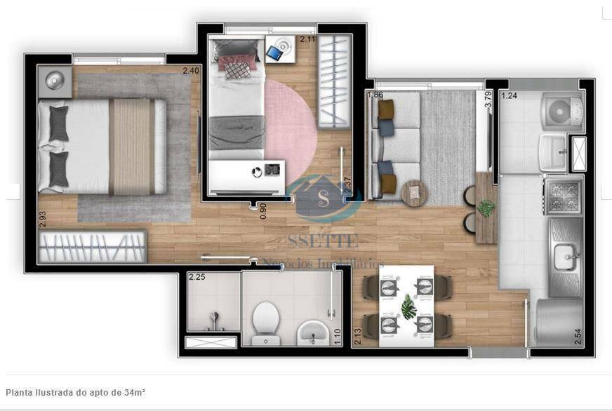 Apartamento à venda com 2 quartos, 34m² - Foto 9