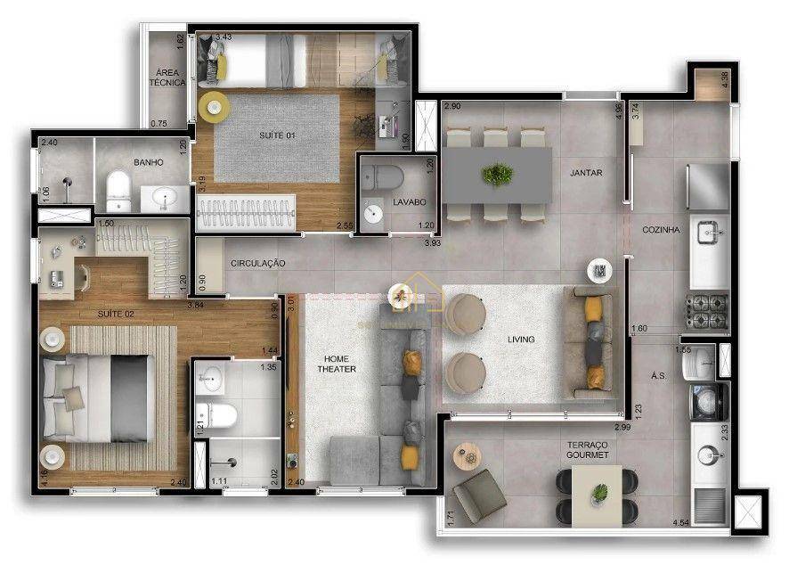 Apartamento à venda com 3 quartos, 80m² - Foto 3