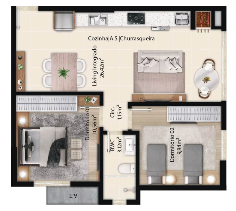 Apartamento à venda com 2 quartos, 54m² - Foto 7