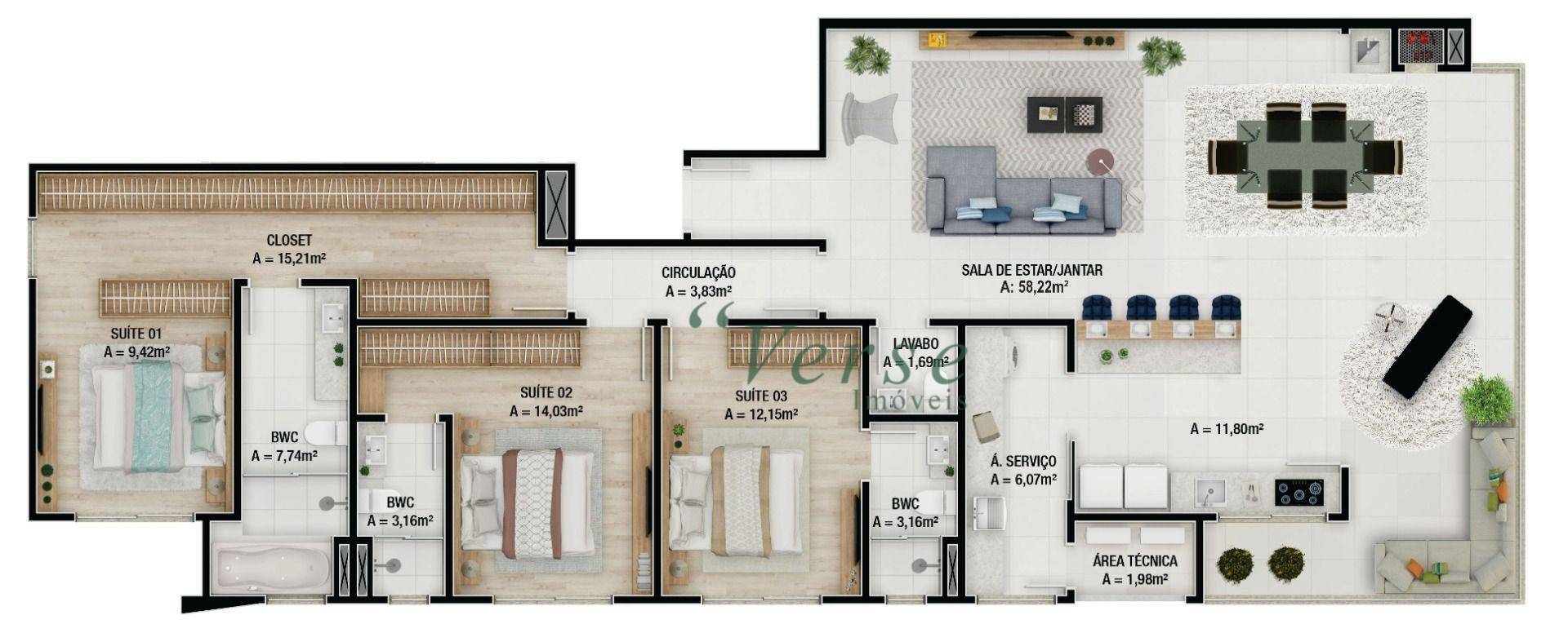 Apartamento à venda com 3 quartos, 165m² - Foto 7