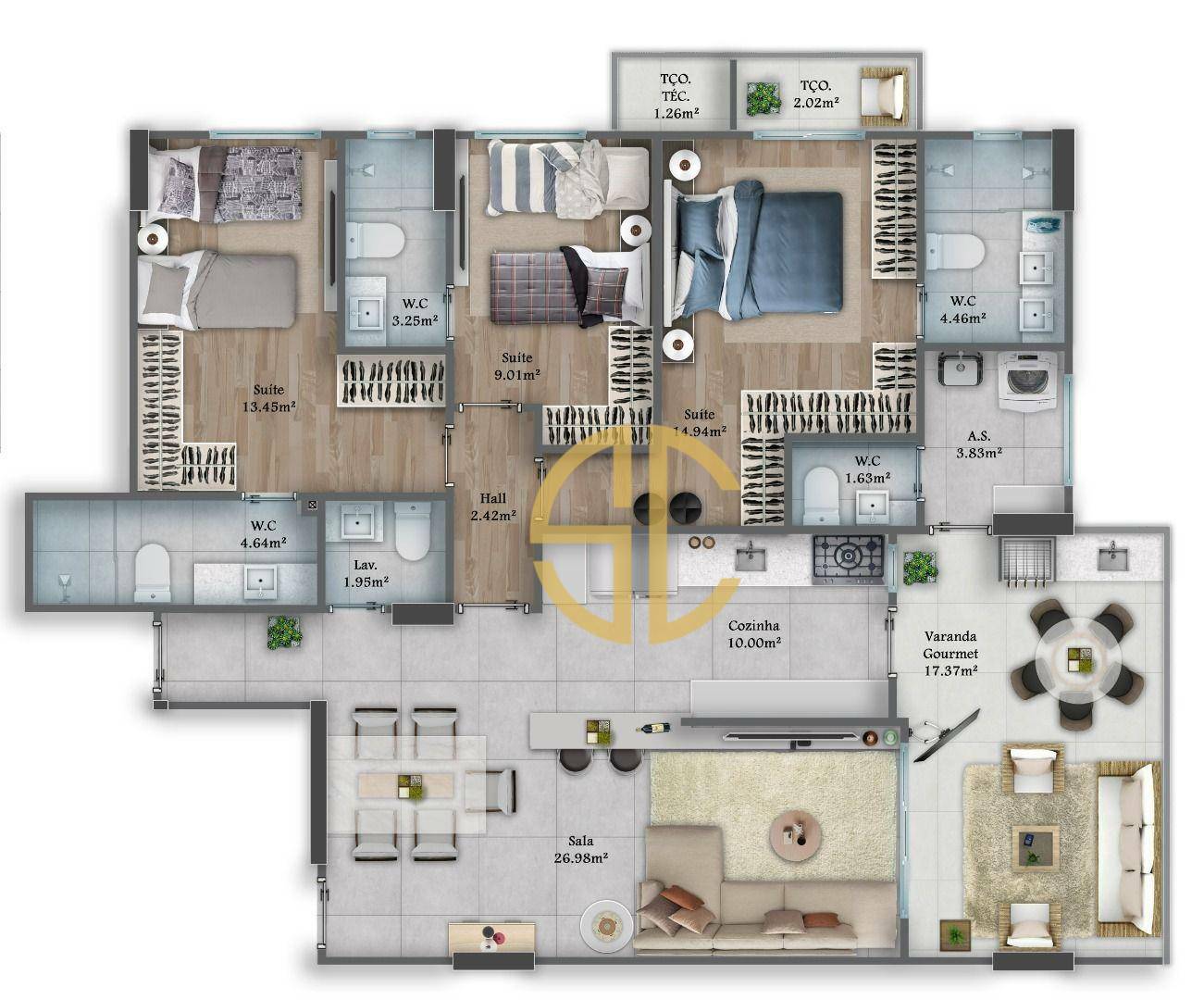 Apartamento à venda com 3 quartos, 129m² - Foto 19