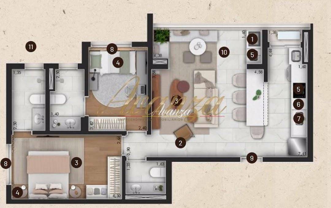 Apartamento à venda com 2 quartos, 73m² - Foto 3