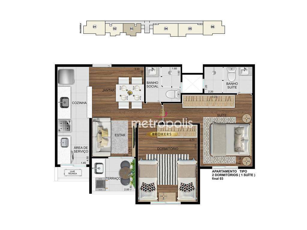 Apartamento à venda com 2 quartos, 51m² - Foto 4