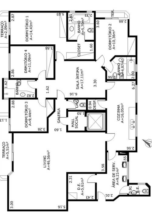 Apartamento à venda com 4 quartos, 217m² - Foto 2