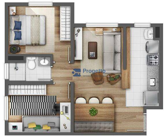 Apartamento à venda com 2 quartos, 47m² - Foto 2