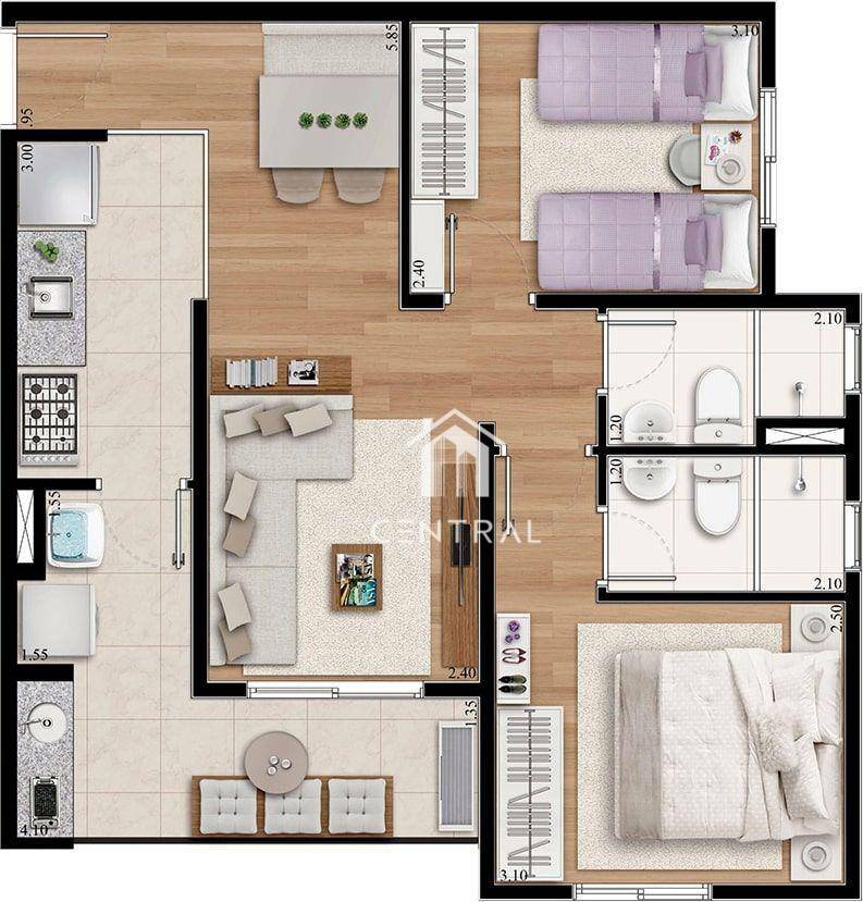 Apartamento à venda com 2 quartos, 68m² - Foto 7