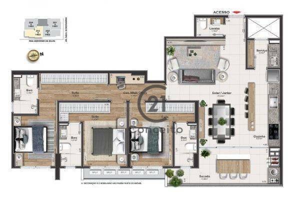 Apartamento à venda com 3 quartos, 111m² - Foto 2