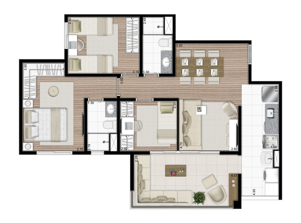 Apartamento à venda com 3 quartos, 76m² - Foto 4