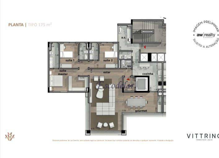 Apartamento à venda com 3 quartos, 175m² - Foto 6