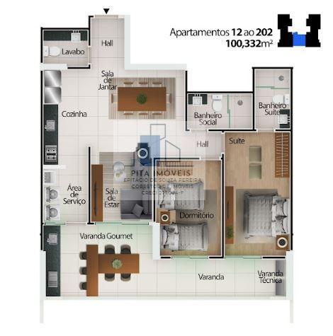 Apartamento à venda com 2 quartos, 100m² - Foto 2