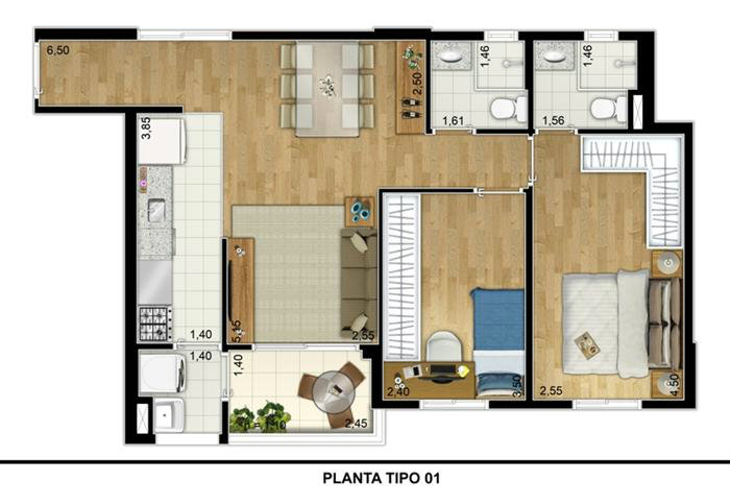 Apartamento à venda com 1 quarto, 37m² - Foto 2