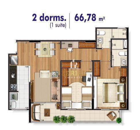 Apartamento à venda com 2 quartos, 66m² - Foto 2