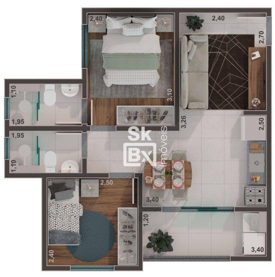 Apartamento à venda com 2 quartos, 45m² - Foto 2