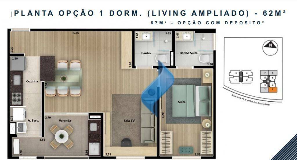 Apartamento à venda com 2 quartos, 67m² - Foto 3