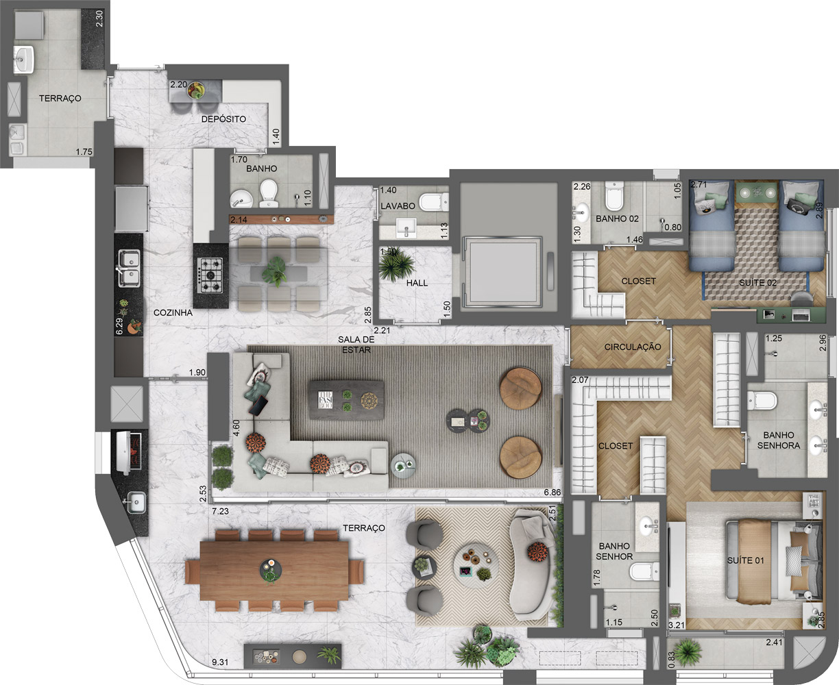 Apartamento à venda com 2 quartos, 162m² - Foto 8