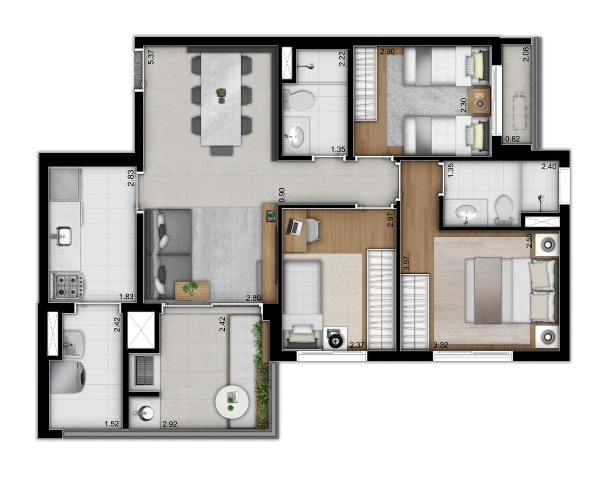 Apartamento à venda com 3 quartos, 75m² - Foto 2