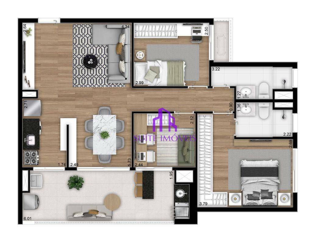 Apartamento à venda com 3 quartos, 84m² - Foto 7