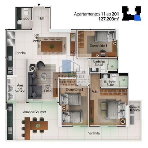 Apartamento à venda com 3 quartos, 127m² - Foto 2