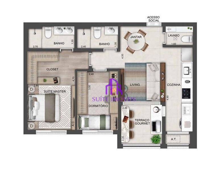 Apartamento à venda com 2 quartos, 80m² - Foto 1