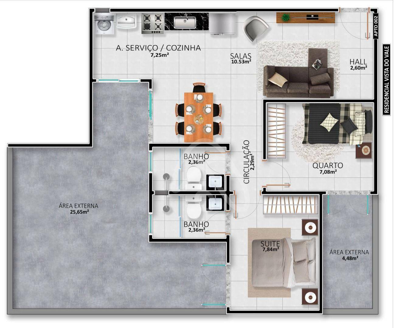 Apartamento à venda com 2 quartos, 52m² - Foto 3