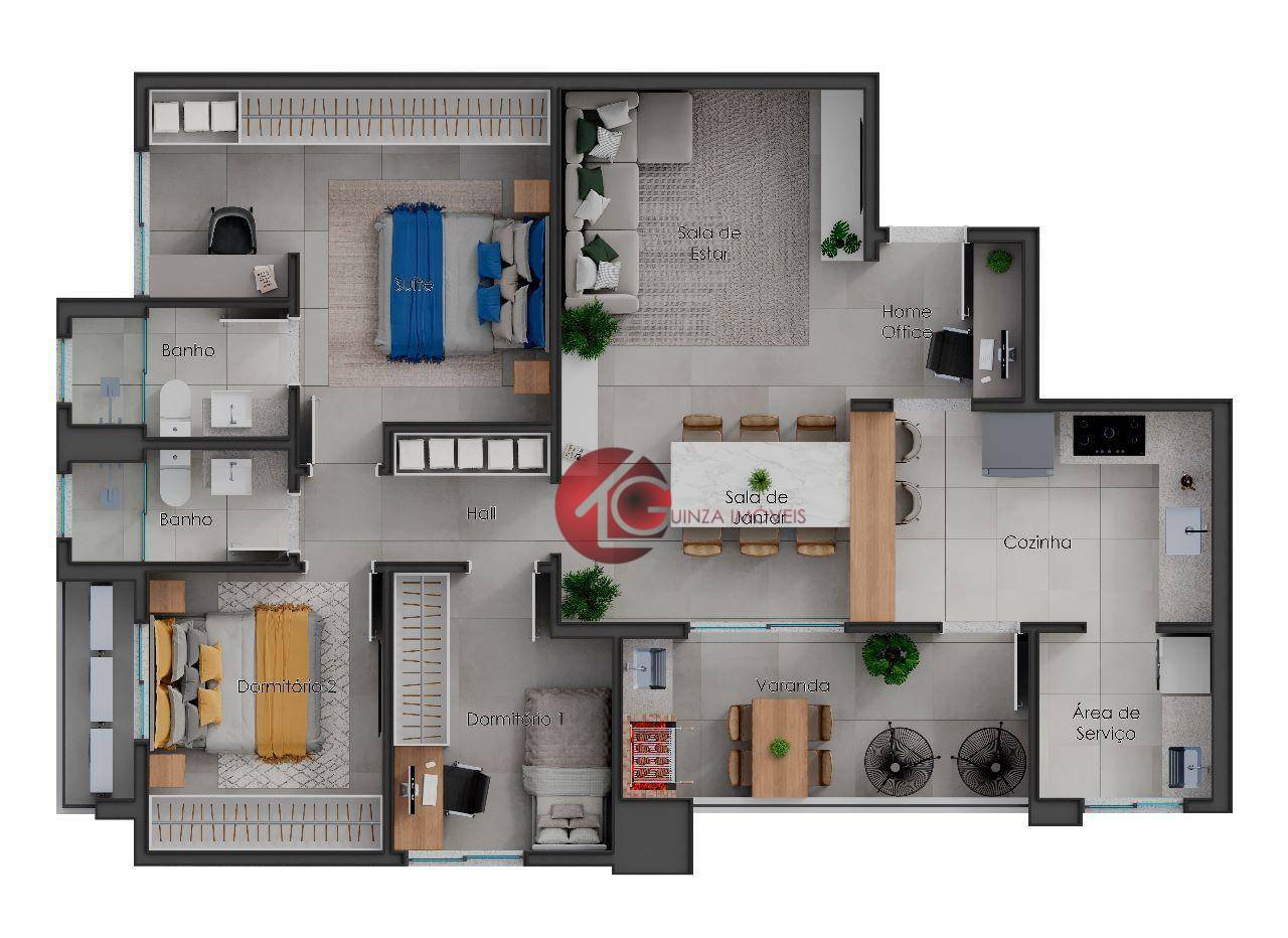 Apartamento à venda com 3 quartos, 103m² - Foto 2