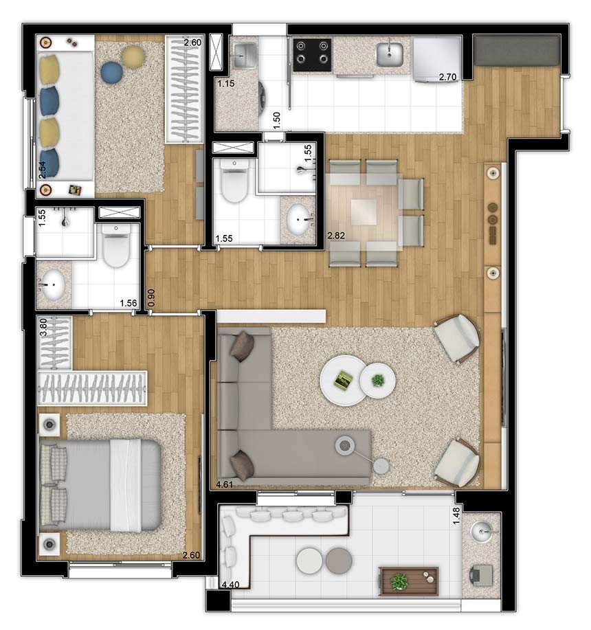 Apartamento à venda com 2 quartos, 69m² - Foto 7