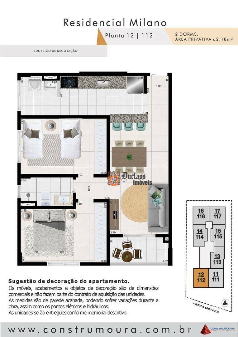 Apartamento à venda com 2 quartos, 62m² - Foto 3