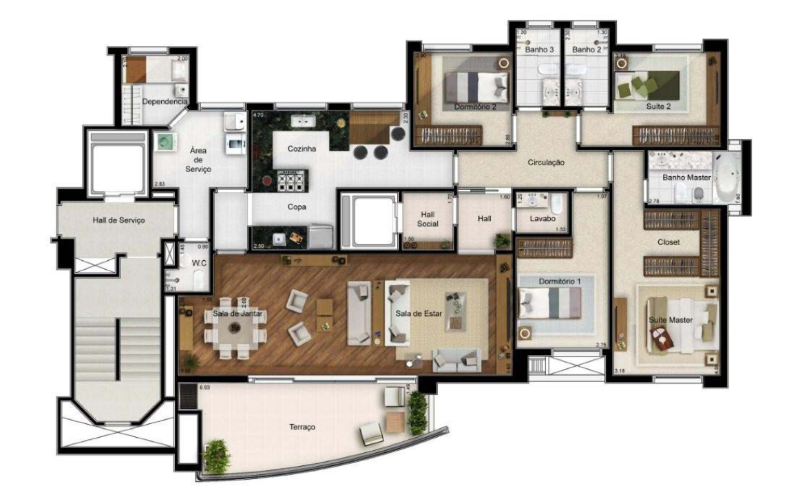 Apartamento à venda com 4 quartos, 183m² - Foto 2