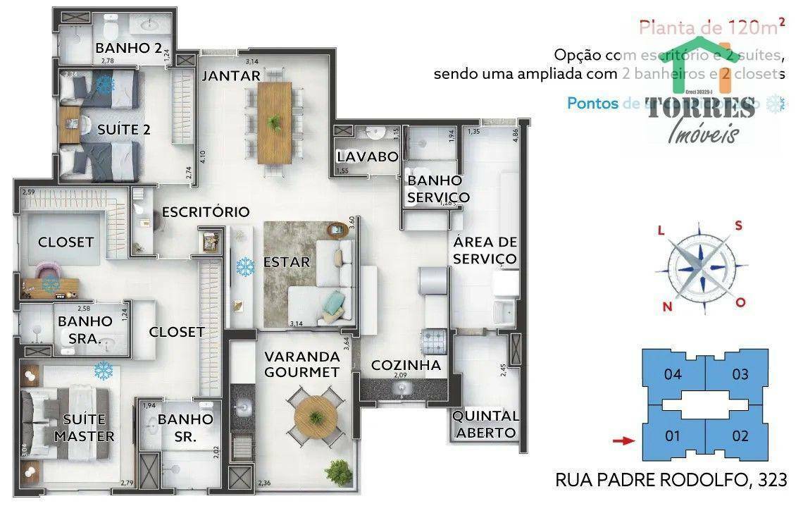 Apartamento à venda com 3 quartos, 120m² - Foto 10